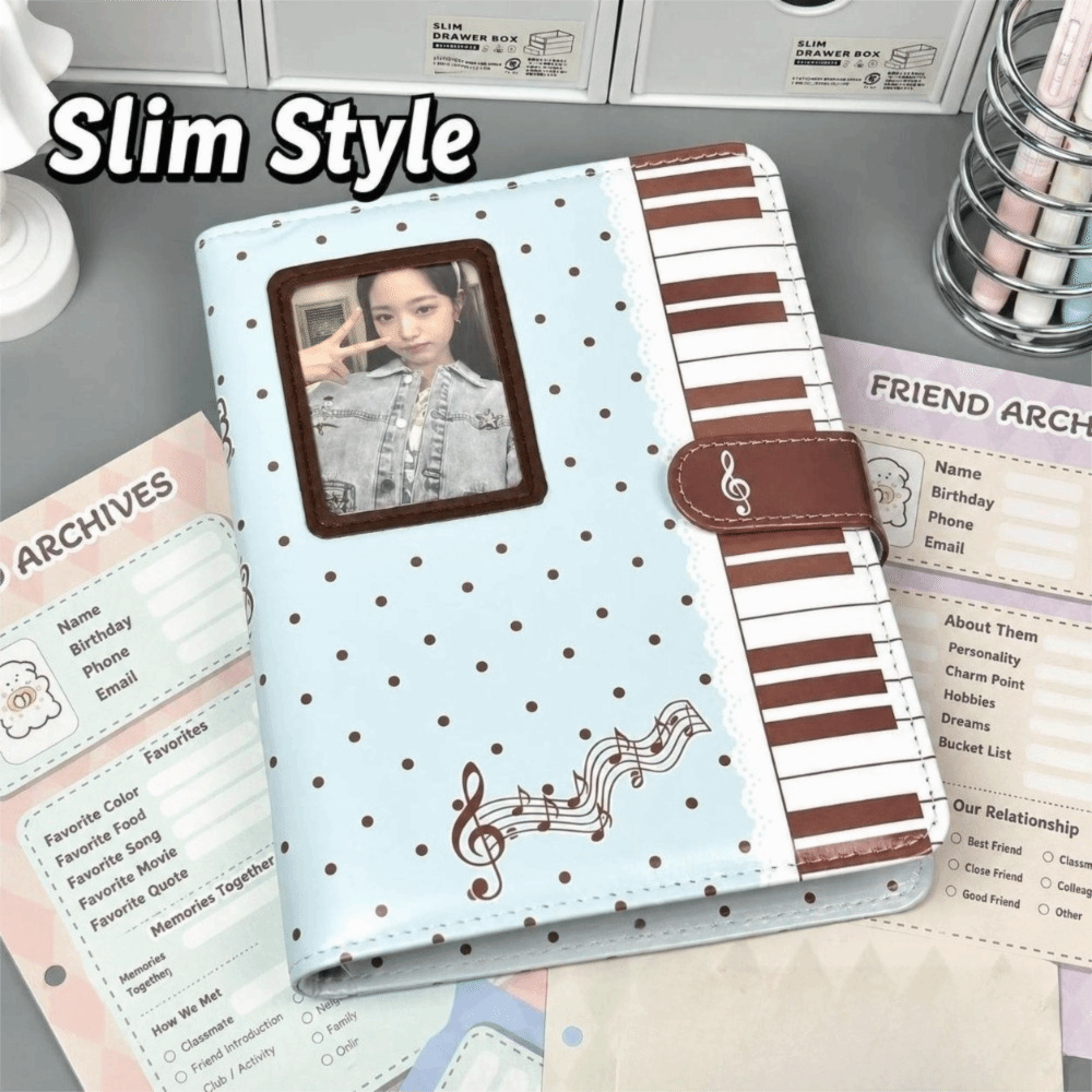 Leather Work Notebook - Ins Polka Dot Piano Binder Notebook